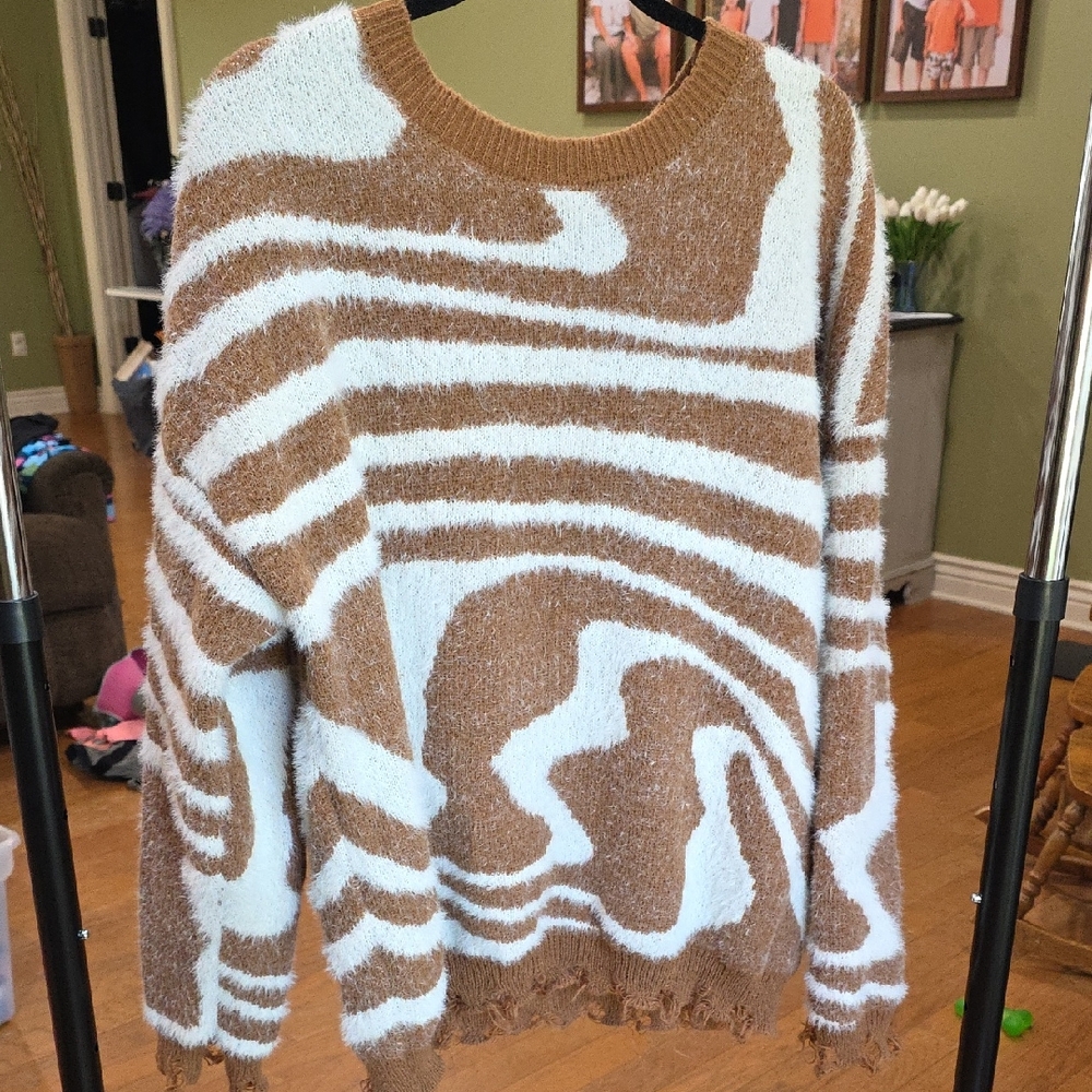 Brown and White‎ Striped Sweater